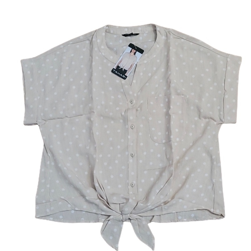 Nwt TAHARI button up tie front top